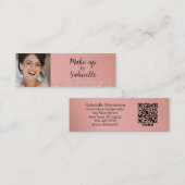 Modern Dusty Rose Botanical Photo Script QR Code  Telefonnummerkarte (Vorne/Hinten)