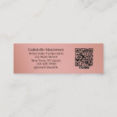 Modern Dusty Rose Botanical Photo Script QR Code  Telefonnummerkarte (Rückseite)