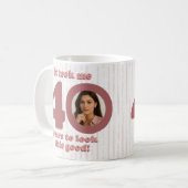 Modern Dusty Rose Fabulous 40th Birthday Women Kaffeetasse (Vorderseite Links)