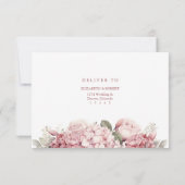 Modern Dusty Rose Hydrangea Wedding RSVP Card Dankeskarte (Rückseite)