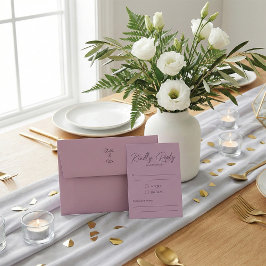 Modern Dusty Rose Script Kindly Reply Wedding RSVP Karte