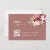 Modern Dusty Rosewood & Blush QR Code Wedding RSVP Karte (Vorderseite)