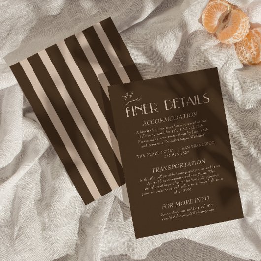 Modern Earth Brown Classy Fancy Wedding Details Begleitkarte