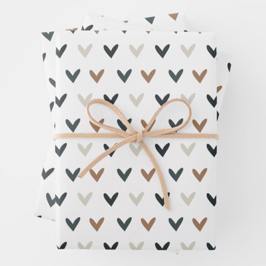 Modern Earth Tone Herzmuster Geschenkpapier Set (Beispiel)