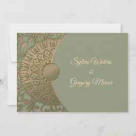 Modern Earth tone Sage green & gold classicmandala Einladung