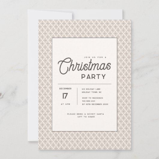 Modern Earth Tone Scandinavian Snowflake Christmas Einladung (Vorderseite)