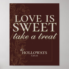  Modern Earth Tone Treat Wedding Table Sign Poster