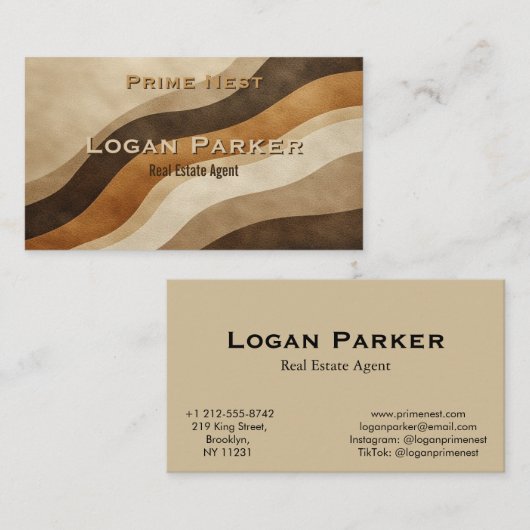 Modern Earth Tones Real Estate Agent Business Card Visitenkarte (Vorne/Hinten)