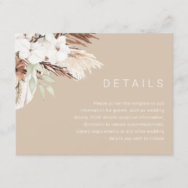 Modern Earthy Beige Boho Wedding Details Begleitkarte