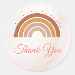 Modern Earthy Boho Rainbow Baby Dusche Vielen Dank Runder Aufkleber