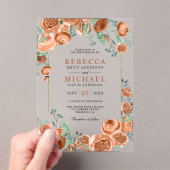 Modern Earthy Burnt Orange Roses Floral Wedding Acryleinladungen (Insitu (Handheld))