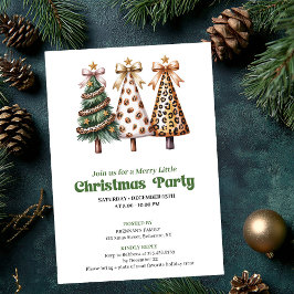 Modern earthy Christmas tree leopard design invite Einladung