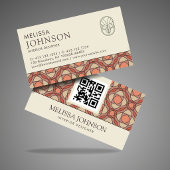 Modern Earthy Mosaic Interior Designer QR Code Visitenkarte