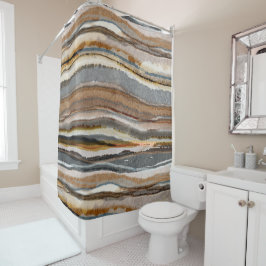 Modern Earthy Neutral Agate Stripes Duschvorhang