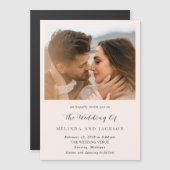 Modern Earthy Neutral Photo Wedding Magneteinladung (Vorne/Hinten)