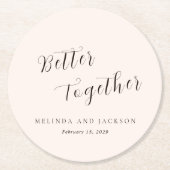 Modern Earthy Neutral Wedding Runder Pappuntersetzer (Vorderseite)