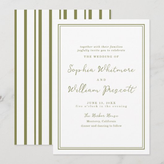 Modern Earthy Olive Green Wedding Invitation Einladung (Vorne/Hinten)