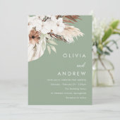 Modern Earthy Sage Boho Wedding Einladung (Stehend Vorderseite)