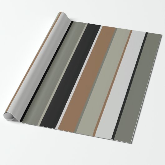 Modern Earthy Stripes Green Black Brown Geschenkpapier (Ungerollt)