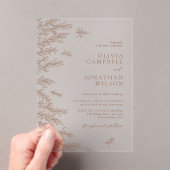 Modern Earthy Terracotta Boho Blätter Wedding Acryleinladungen (Insitu (Handheld))