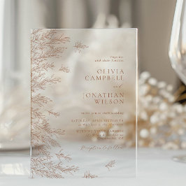 Modern Earthy Terracotta Boho Blätter Wedding Acryleinladungen