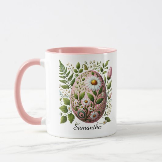 Modern Easter Egg Floral Customizable Name  Tasse (Links)