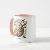 Modern Easter Egg Floral Customizable Name Tasse (Vorderseite Links)