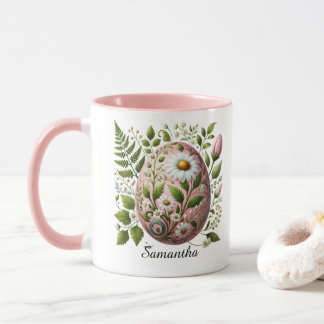 Modern Easter Egg Floral Customizable Name Tasse