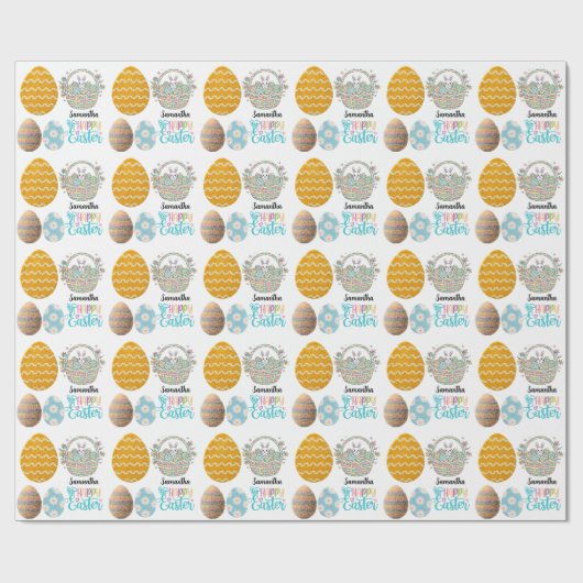 Modern Easter Eggs Pattern Customized Name  Geschenkpapier (Flach)
