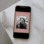 Modern Edge Dusty Rose Foto Graduation Ankündigung
