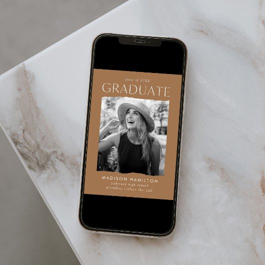 Modern Edge Toffee Photo Graduation Ankündigung
