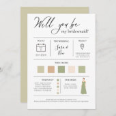Modern Editable Color Bridesmaid Vorschlag Info Ca Einladung (Vorne/Hinten)