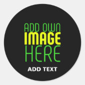MODERN EDITABLE CUTE BLACK IMAGE TEXT TEMPLATE BAG RUNDER AUFKLEBER (Vorderseite)