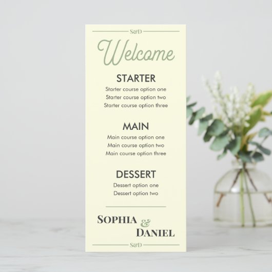 Modern Editable Wedding Menu Menükarte (Stehend Vorderseite)