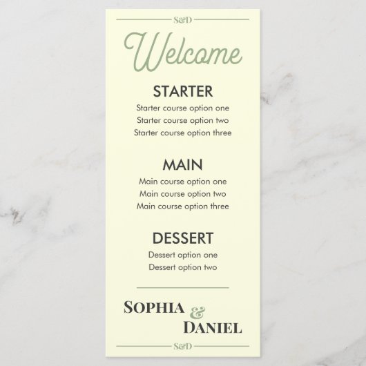 Modern Editable Wedding Menu Menükarte (Vorderseite)