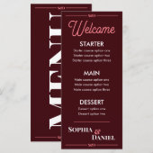 Modern Editable Wedding Menu Menükarte (Vorne/Hinten)