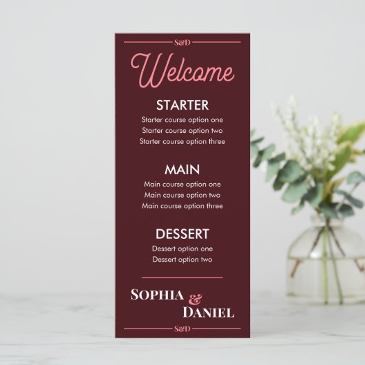 Modern Editable Wedding Menu Menükarte (Stehend Vorderseite)