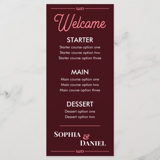 Modern Editable Wedding Menu Menükarte (Vorderseite)
