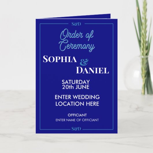 Modern Editable Wedding Order of Ceremony Programm (Vorderseite)