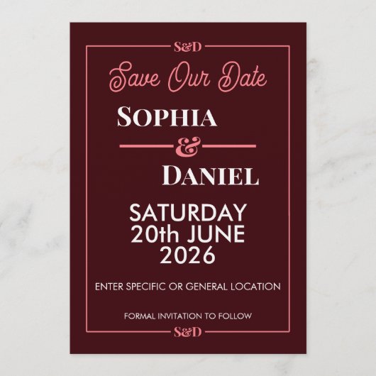 Modern Editable Wedding Save The Date Card Einladung (Vorderseite)