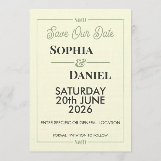 Modern Editable Wedding Save The Date Card Einladung (Vorderseite)