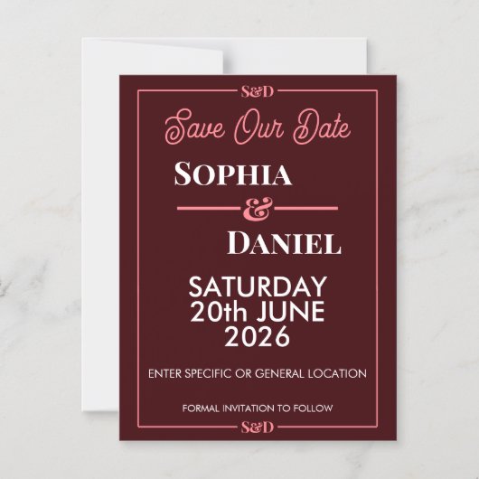 Modern Editable Wedding Save The Date Card Magneteinladung (Vorderseite)