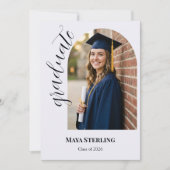 Modern Editorial Script Arched Graduation 2026  Ankündigung (Vorderseite)