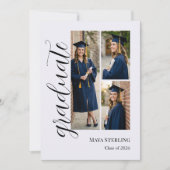 Modern Editorial Script Multi-Photo Graduation  Einladung (Vorderseite)
