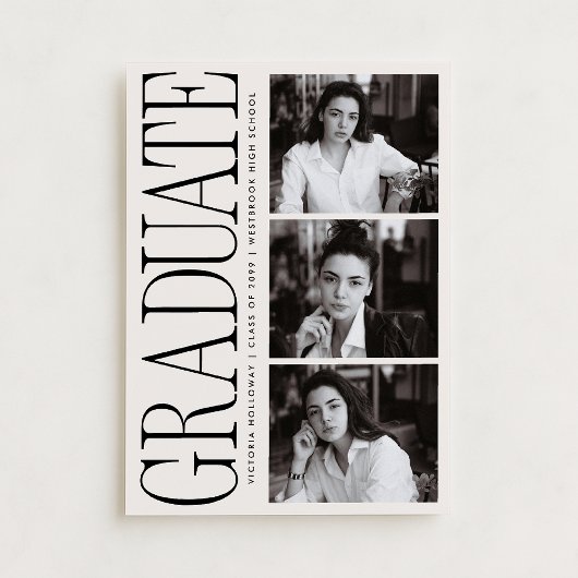 Modern Editorial Typography Graduate Announcement Einladung