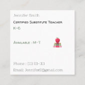Modern Educational White Square Business Cards Quadratische Visitenkarte (Rückseite)