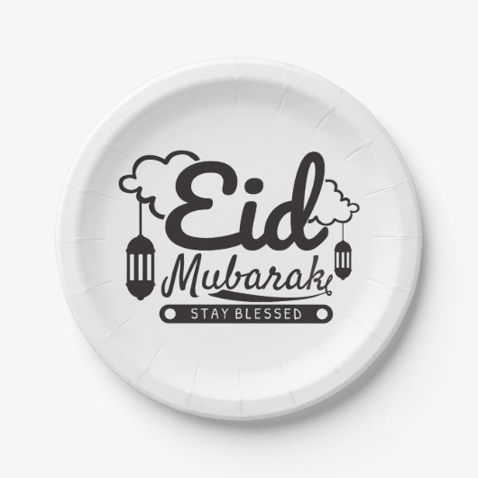 Modern Eid Mubarak Happy Eid Pappteller (Vorderseite)