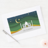 Modern Eid Mubarak Papier schneiden Moschee - Aufk Rechteckiger Aufkleber (Umschlag)