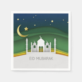Modern Eid Mubarak Papier schneiden Moschee - Pape Serviette
