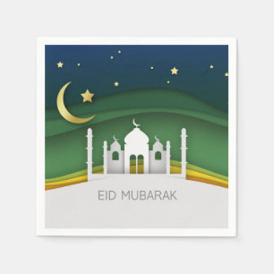Modern Eid Mubarak Papier schneiden Moschee - Pape Serviette